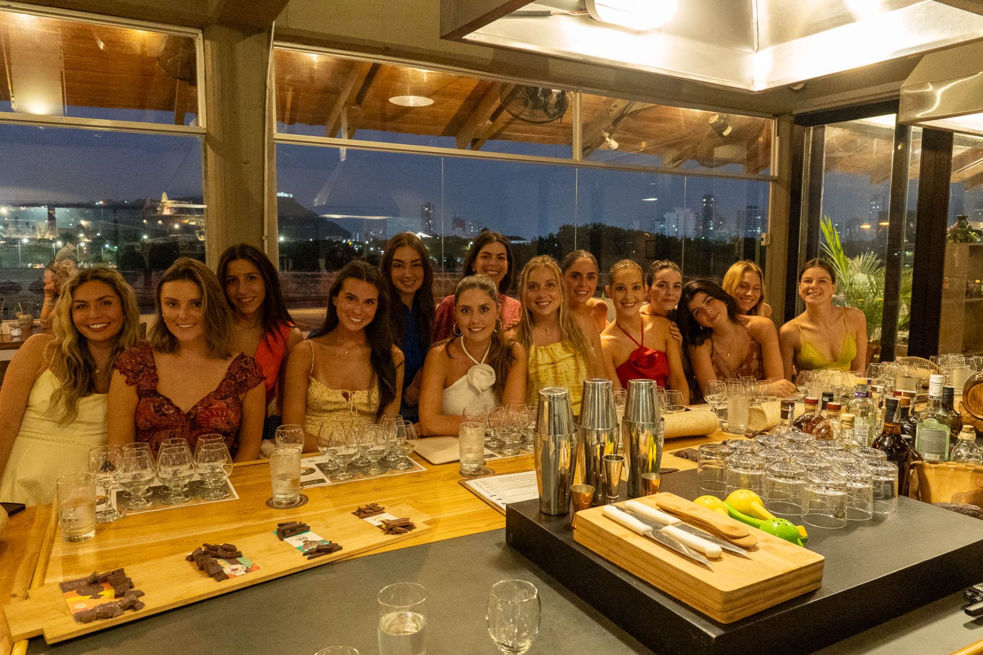Private group at Lunático with Cartagena skyline views for a hotel or concierge experience