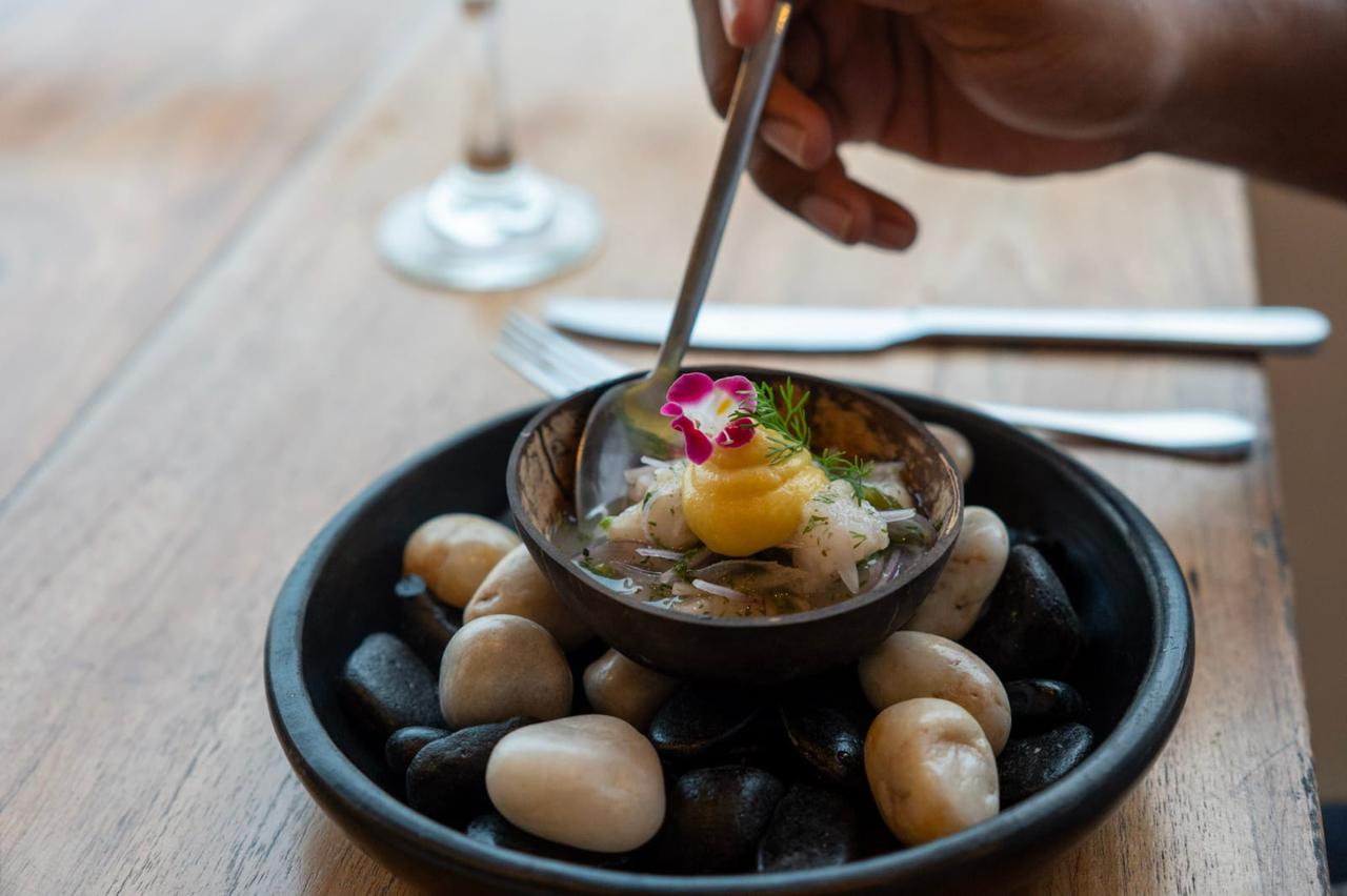 Finished Colombian ceviche served during Lunático Experience workshop